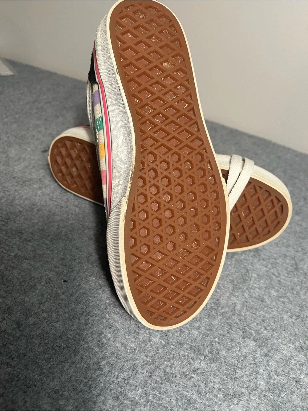 Vans Kids Old Skool Black Suede with Rainbow Checkerboard Accents